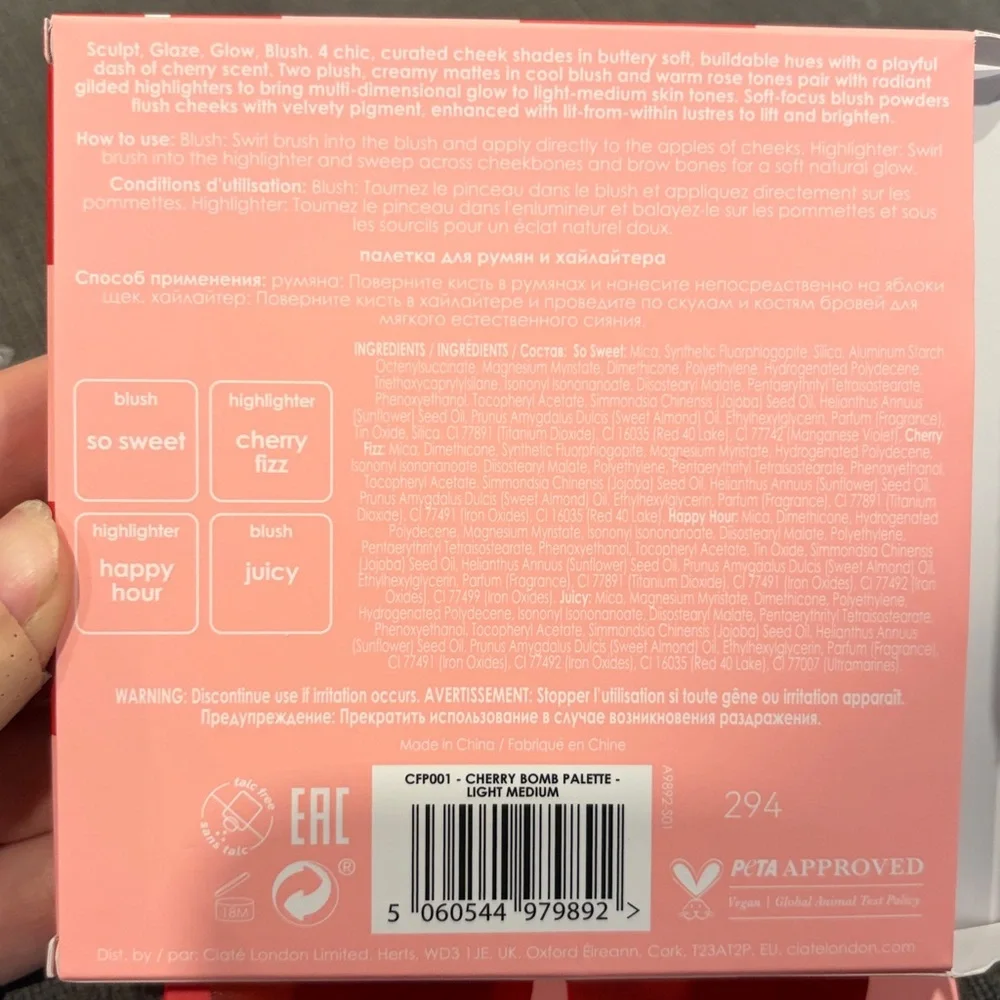 Ciaté London Cherry Bomb Blush & Highlighter Palette - BRAND NEW! makeup beauty